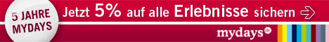 5jahre-mydays 5jahre mydays Mydays.de: 5% Rabatt auf alle Erlebnisse zum 5 jährigem Jubiläum