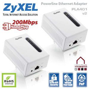 ZyXel PLA-401 v2 Powerline 200Mbit Adapter Starterkit ZyXel PLA-401 v2 Powerline 200Mbit Adapter Starterkit